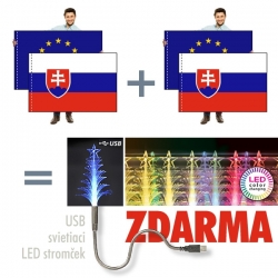 2 sady SR+EU vlajka 150x100 cm + LED stromček ZADARMO
