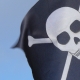 Pirátska vlajka 30 x 20 cm, mávatko na paličke